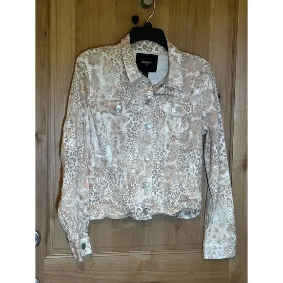 Nine West Jeans Sarah Leopard Denim Jacket, Large ☔️ - Picture 2 of 6